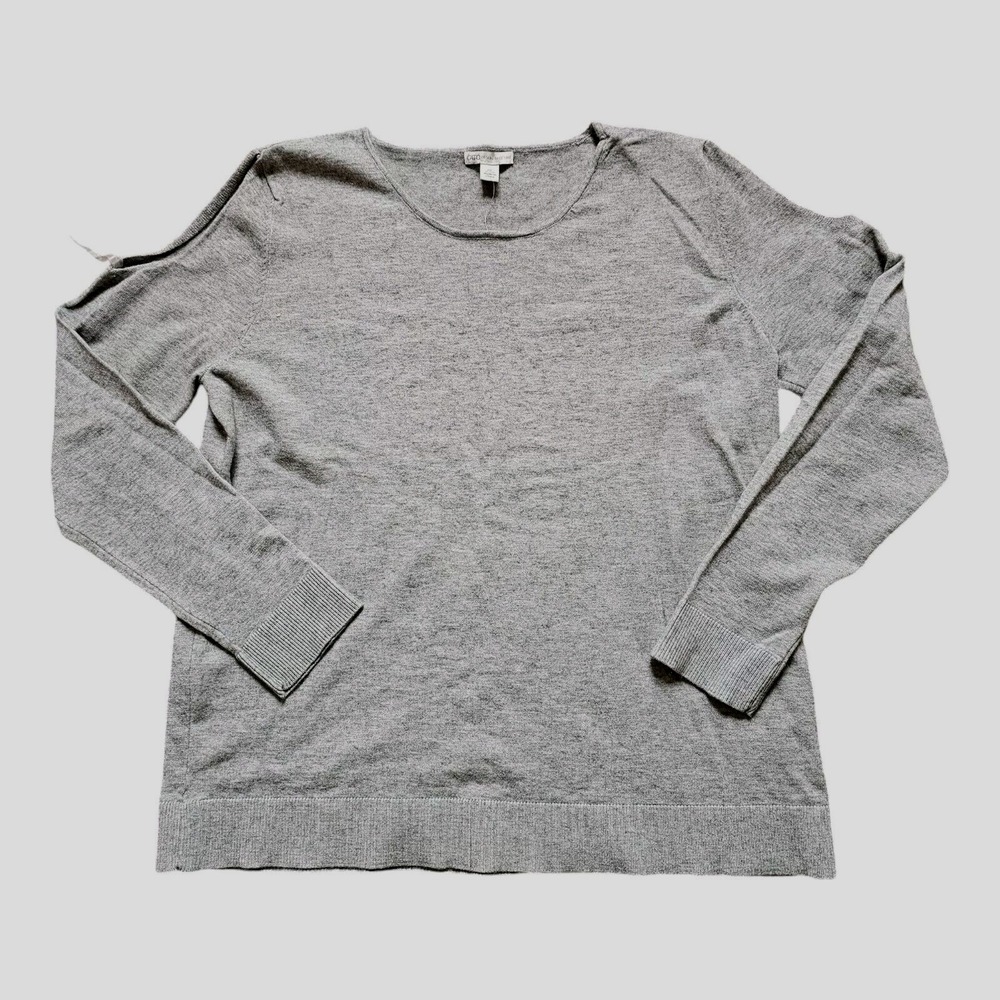 Cato Pullover Long Sleeved Sweater Cold Shoulder Size XL Gray